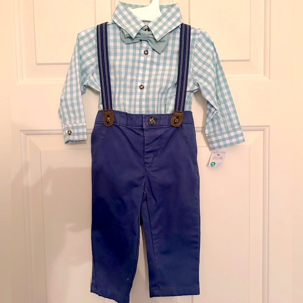 Baby bow tie and suspenders outfit- NWT